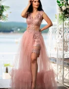 Chanttal Rochie printesa Amaris roz cu dantela si tulle
