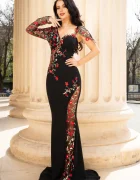 Chanttal Rochie sirena de seara Anelisse eleganta cu trandafiri brodati