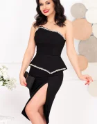 Dante Rochie de ocazie Noemi neagra cu peplum si strassuri