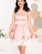 Dante Rochie mini baby doll roz Tinkerbell cu corset si strassuri
