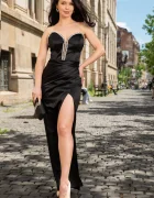 Dante Rochie neagra de seara Kalissa cu pietre sclipitoare