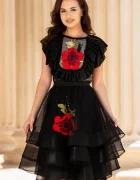 Effect Bluza eleganta din tulle cu buline si broderie florala