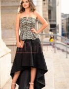 Effect Compleu 2 piese cu broderie florala argintie