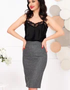 Effect Fusta eleganta midi din lana gri
