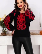 Effect Ie traditionala neagra cu broderie rosie