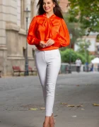 Effect Pantaloni albi conici cu talie inalta