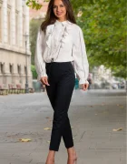 Effect Pantaloni office bleumarin drepti cu elastic in talie