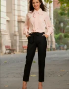 Effect Pantaloni office negri drepti cu elastic in talie