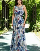 Effect Rochie de zi din voal fin lunga cu imprimeu floral