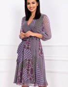 Effect Rochie de zi din voal texturat cu imprimeu tomnatic