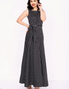 Effect Rochie de zi eleganta neagra vaporoasa cu buline albe