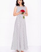 Effect Rochie vaporoasa de zi eleganta alba cu buline negre