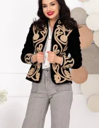Effect Sacou dama din catifea neagra cu broderie aurie