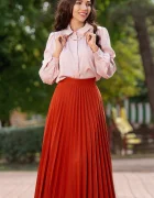 Ella Collection Camasa dama office rose cu colier auriu din perle