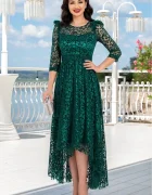 Ella Collection Rochie asimetrica de ocazie verde Francesca cu model din catifea