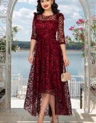 Ella Collection Rochie de ocazie asimetrica Francesca bordo cu model din catifea