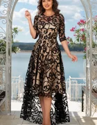 Ella Collection Rochie de ocazie asimetrica Francesca cu model din catifea si dublura bej