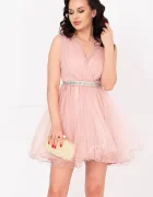 Ella Collection Rochie de ocazie baby-doll piersica Beatrix din tulle