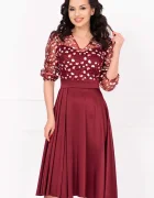 Ella Collection Rochie de ocazie eleganta bordo Cristina cu bust brodat