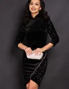 Ella Collection Rochie de ocazie Jovanna neagra din catifea cu insertii de paiete