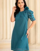 Ella Collection Rochie de ocazie lejera turquoise Medelina din voal texturat