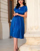 Ella Collection Rochie de ocazie midi albastra Loredana in clos din voal
