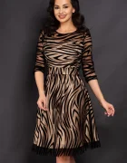 Ella Collection Rochie de ocazie midi Francesca cu model zebrat si dublura bej