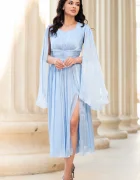 Ella Collection Rochie de ocazie midi in clos Sabrina bleu din voal peliculizat