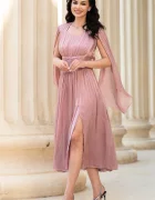 Ella Collection Rochie de ocazie midi in clos Sabrina roz din voal peliculizat