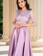 Ella Collection Rochie de ocazie midi lila Lucrezia din tafta cu broderie