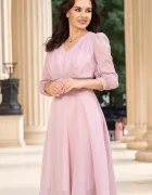 Ella Collection Rochie de ocazie midi roz in clos Romina cu fir lurex