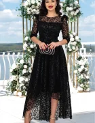 Ella Collection Rochie de ocazie neagra asimetrica Francesca cu model din catifea