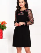 Ella Collection Rochie de ocazie Norina neagra cu broderie florala