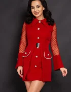 Ella Collection Rochie de ocazie rosie Naomi cu nasturi pretiosi si fusta detasabila