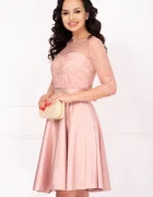 Ella Collection Rochie de ocazie roz in clos Alison cu maneci din dantela