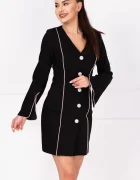 Ella Collection Rochie de ocazie tip sacou cu benzi pretioase din strassuri argintii