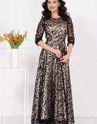 Ella Collection Rochie de seara lunga Francesca cu model din catifea si dublura bej