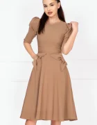 Ella Collection Rochie de zi in clos bej Helene cu fundite decorative