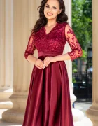 Ella Collection Rochie eleganta midi in clos Inna bordo