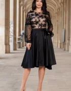 Ella Collection Rochie eleganta midi in clos Paulina cu broderie neagra