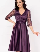 Ella Collection Rochie eleganta midi mov Britney in clos cu maneci din tulle