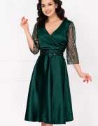 Ella Collection Rochie eleganta verde midi Britney in clos cu maneci din tulle