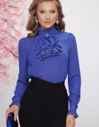 Fofy Bluza eleganta albastru royal cu glitter si jabou amplu