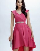 Fofy Rochie de ocazie ciclame satinata cu aplicatie de cristale