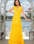 Fofy Rochie de seara galbena cu volane