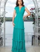 Fofy Rochie de seara turquoise cu volane