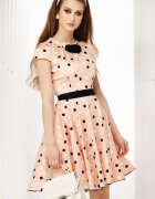 Fofy Rochie de vara peach in clos cu trandafiri decorativi si buline