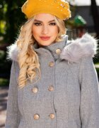 InPuff Basic Bereta trendy mustar cu perlute si strasuri