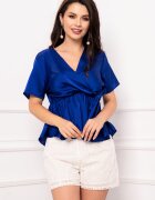 InPuff Basic Bluza albastru royal cu anchior si funda in talie