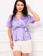 InPuff Basic Bluza casual lila cu anchior si funda in talie